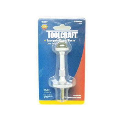 TOPE PUERTA RECTO LATON PULIDO PLATEADO "TOOLCRAFT"