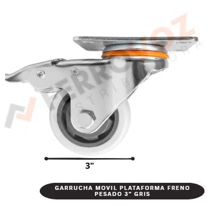 GARRUCHA MOVIL PLATAFORMA FRENO PESADO 3" GRIS
