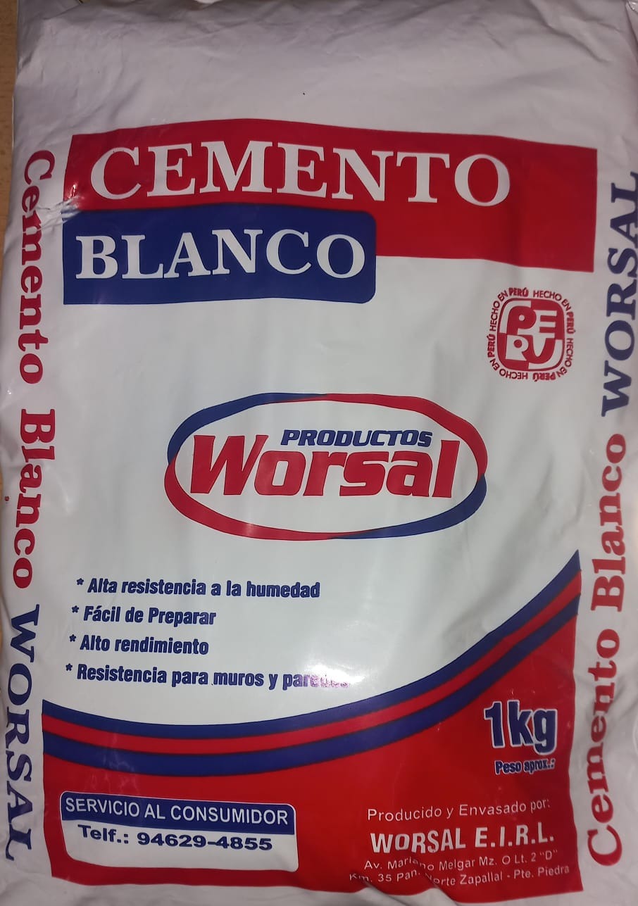CEMENTO BLANCO 1KG "WORSAL"