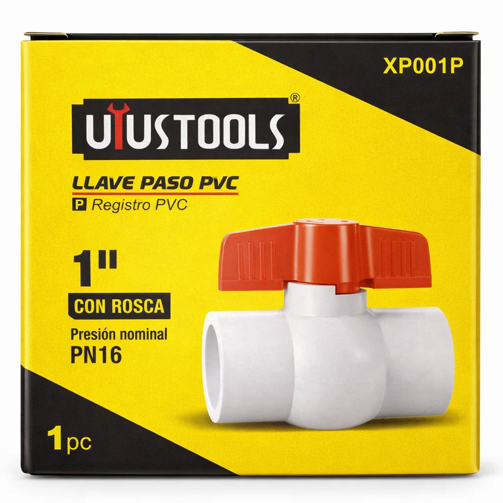 LLAVE DE PASO 1" PVC C/ ROSCA " UYUSTOOLS "