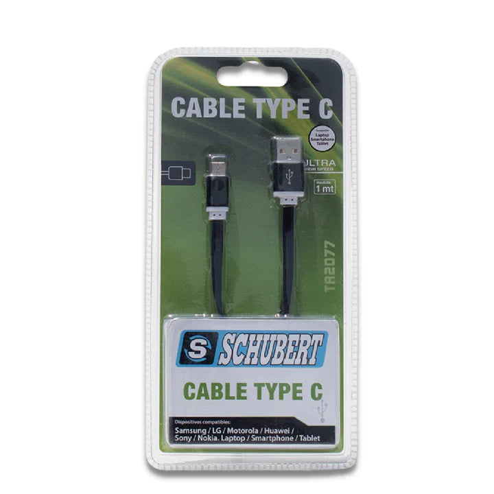 CABLE CELULAR TIPO C NEGRO "SCHUBERT"