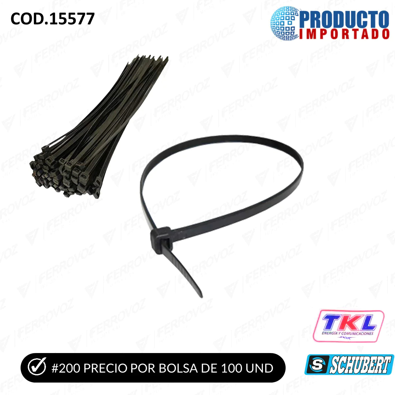 CINTILLO NYLON 150MM NEGRO ( 10UNID )
