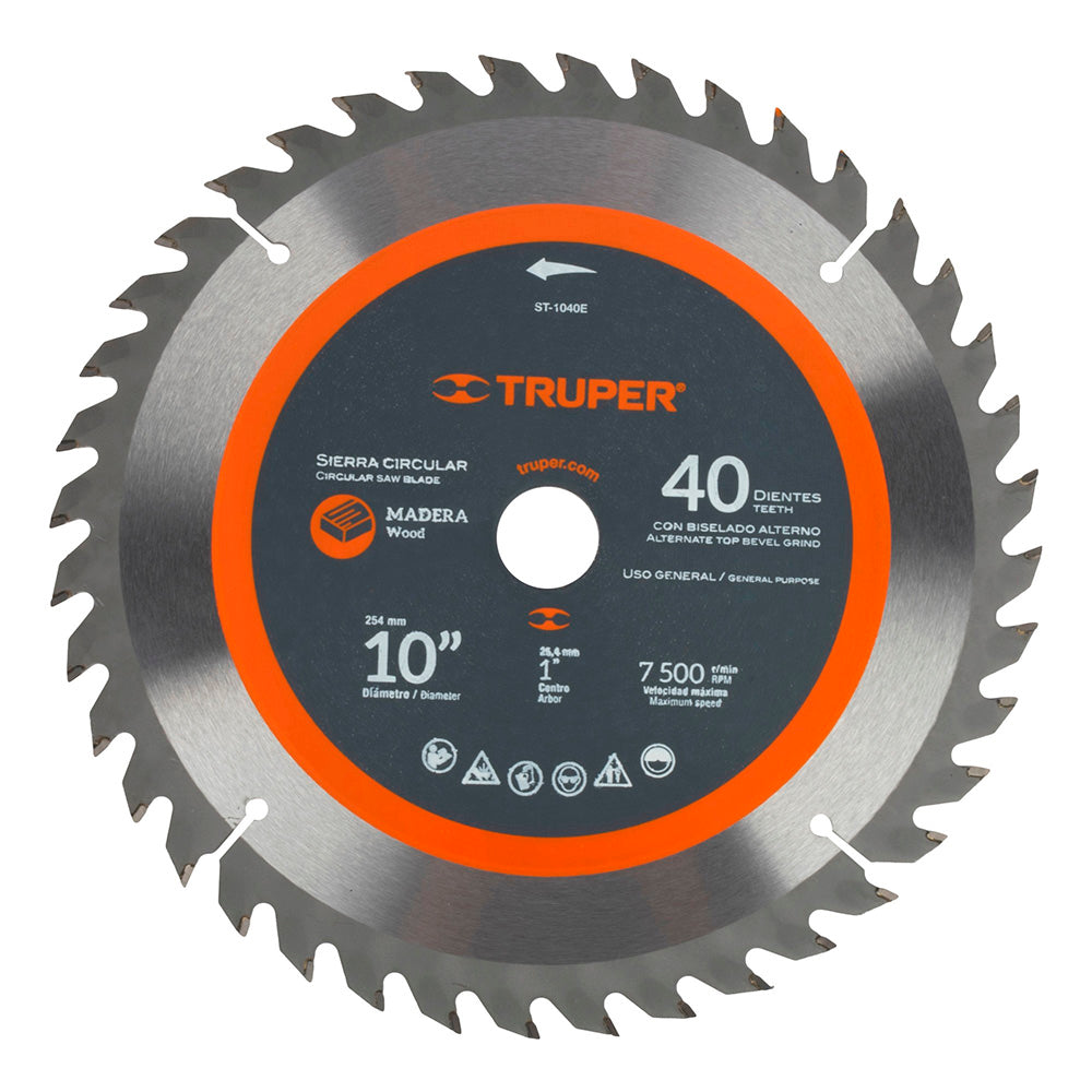 DISCO MADERA 10" x 40T "TRUPER"
