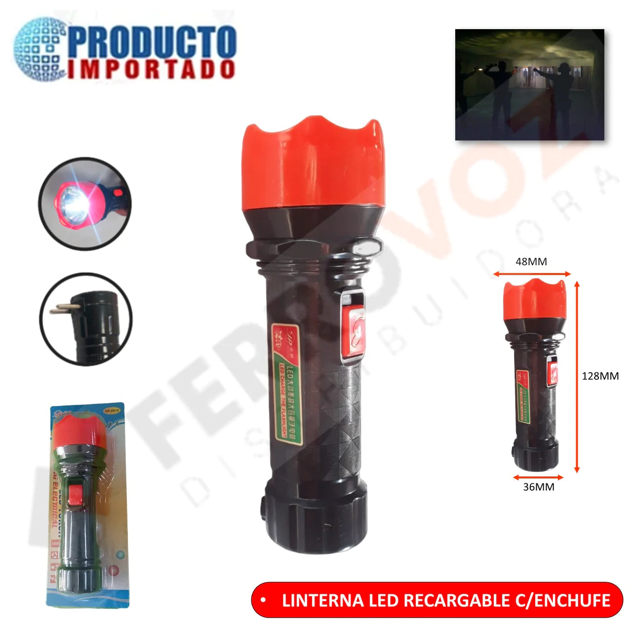 LINTERNA LED RECARGABLE C/ENCHUFE