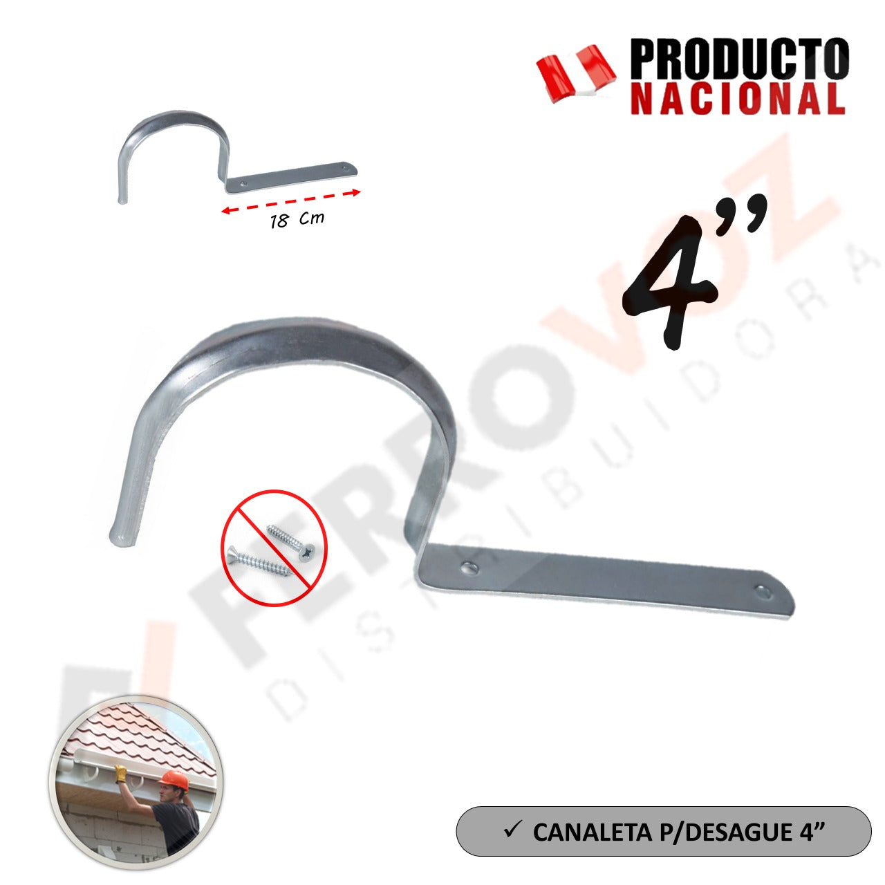 ABRAZADERA CANALETA 4" INC. TORNILLOS ( UND )