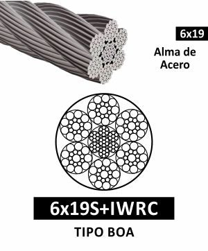 CABLE DE ACERO GALVANIZADO DE 3/16" 6X19 ALMA DE ACERO T.BOA RES. A LA RUPTURA: 1.43 TON. CAP. TRABAJO: 0.29 TON. Certificado.