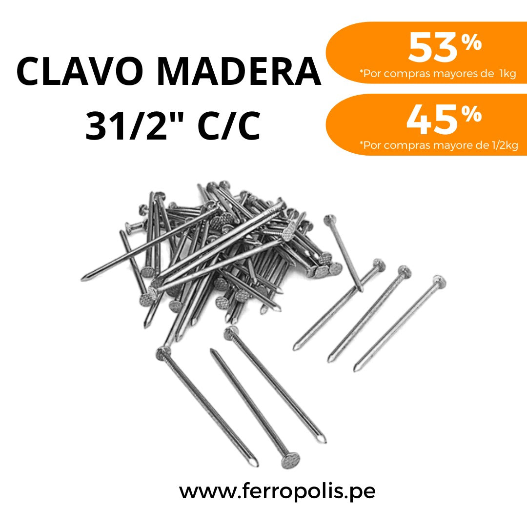 CLAVO MADERA 3 1/2" C/C ( x 100 gr )
