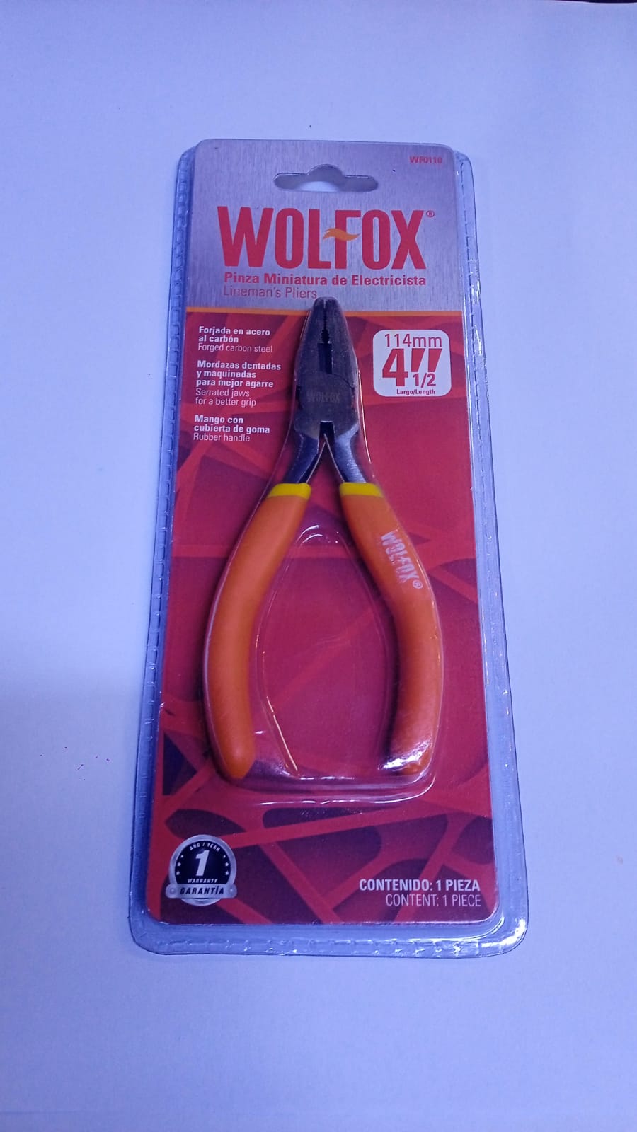 MINI ALICATE ELECTRICO 4 1/2" "WOLFOX"