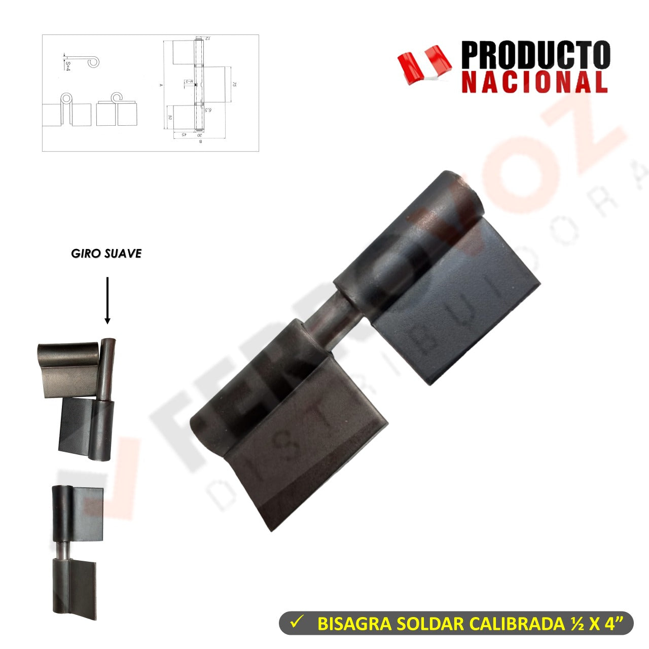 BISAGRA SOLDAR CALIBRADA 1/2 X 4" (X PAR)