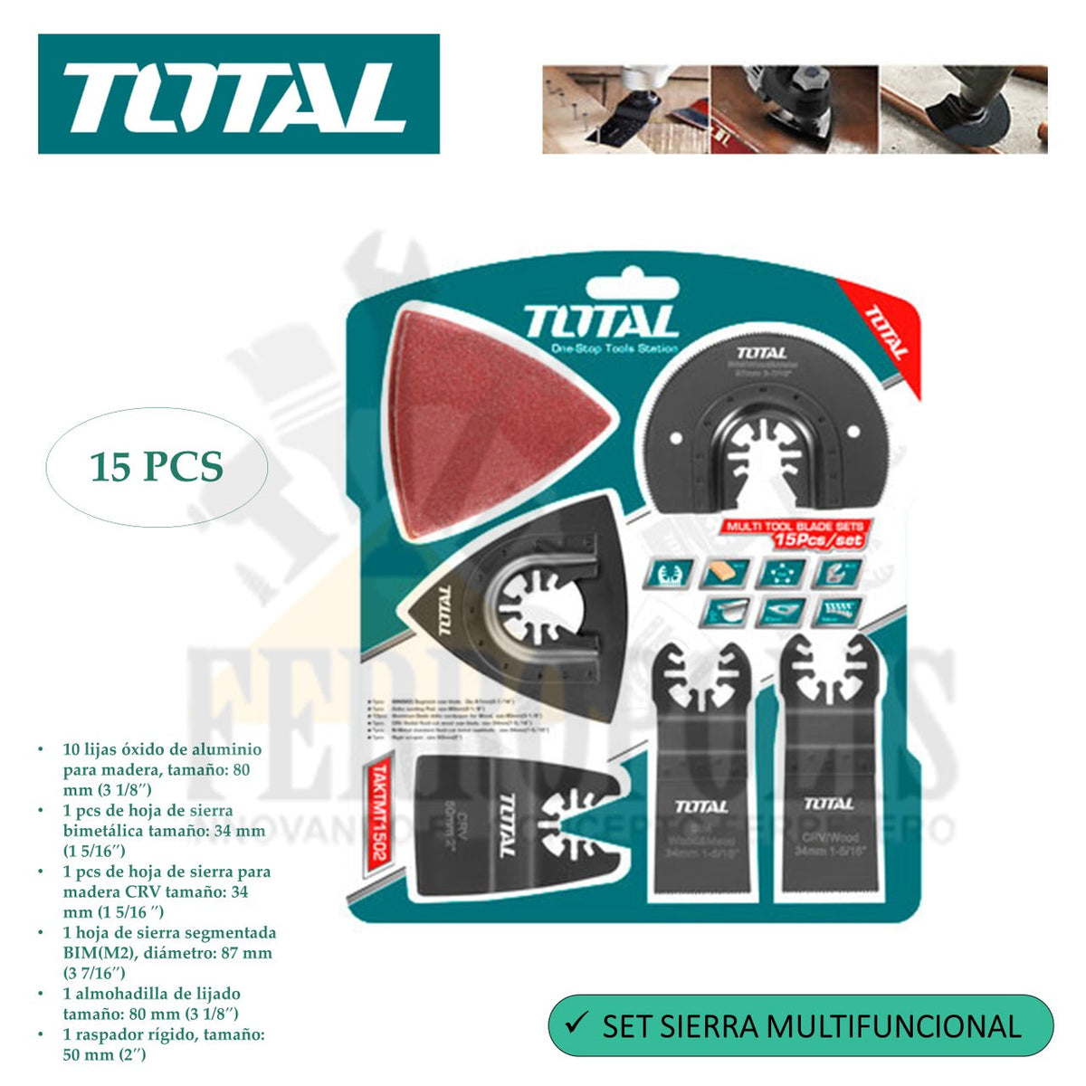 SET SIERRA MULTIFUNCIONAL 15PCS "TOTAL"