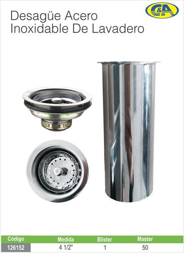 DESAGUE P/LAVATORIO T/ACERO INOX 4 1/2 "C&A"