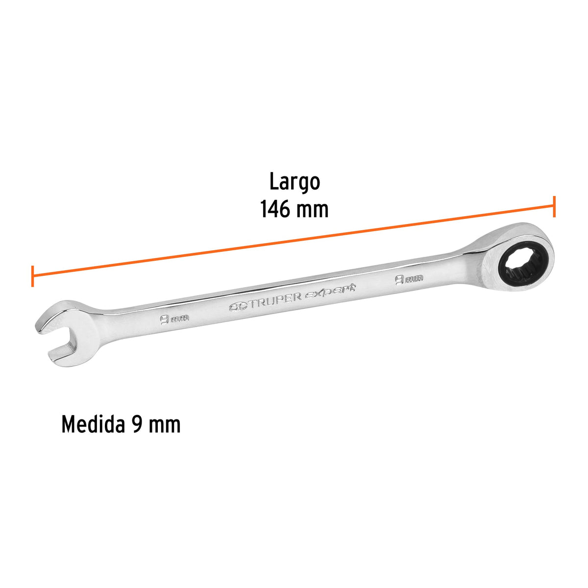 LLAVE COMBINADA CON MATRACA 9 MM X 146 MM LARGO, EXPERT