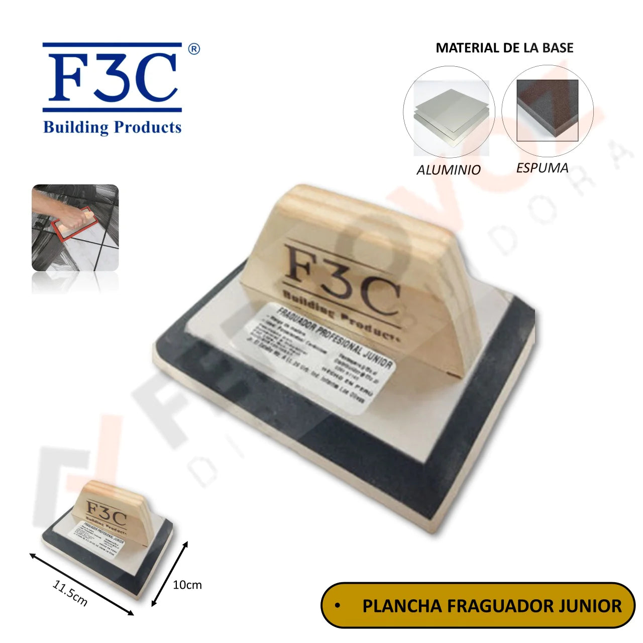 PLANCHA FRAGUADOR 10 x 11.5 CM BASE ALUMINIO