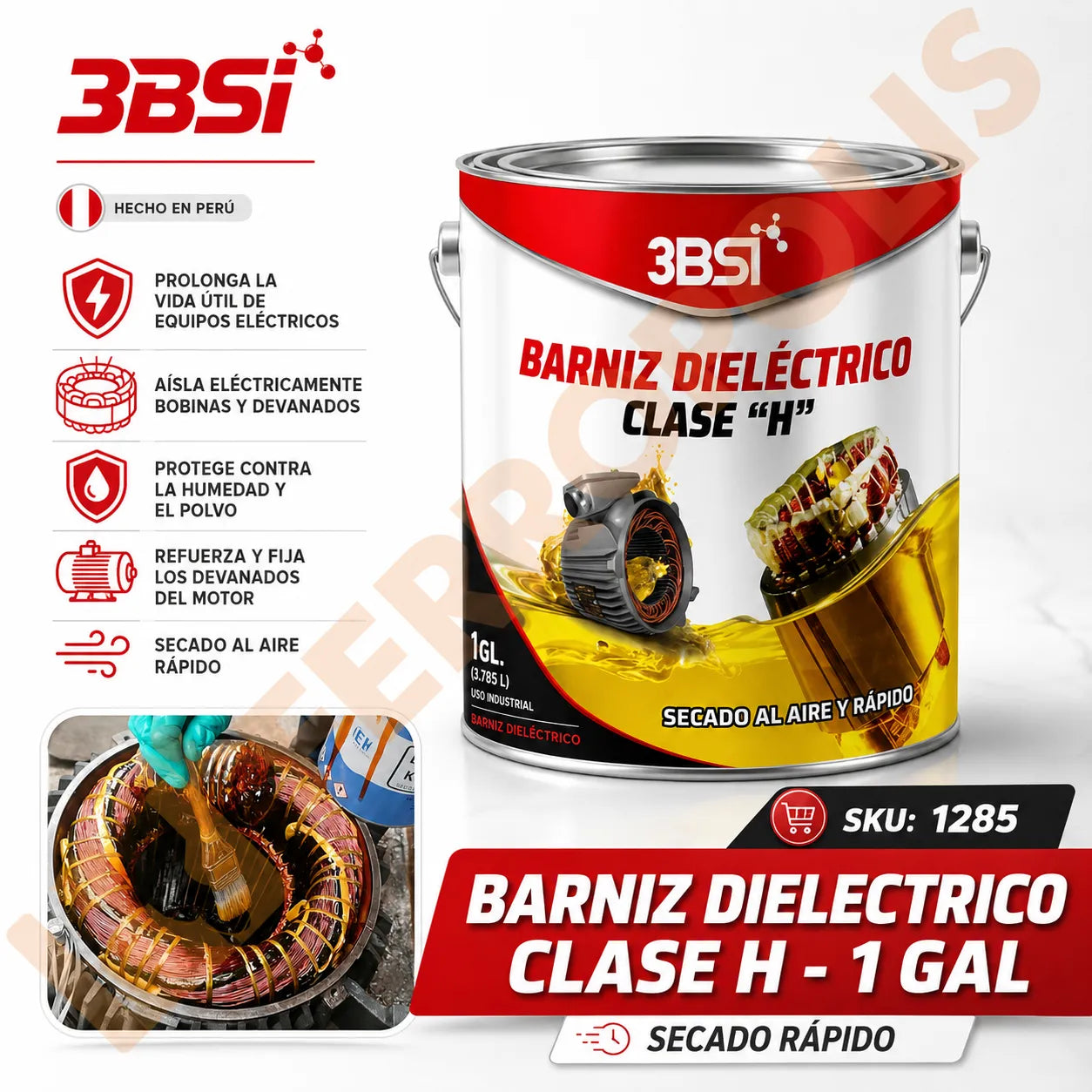 BARNIZ DIELECTRICO "CLASE H" SECADO RAPIDO 1 GALON CARAMELO " 3BSI "
