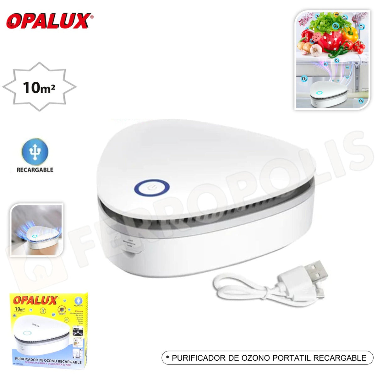 PURIFICADOR DE OZONO PORTATIL RECARGABLE