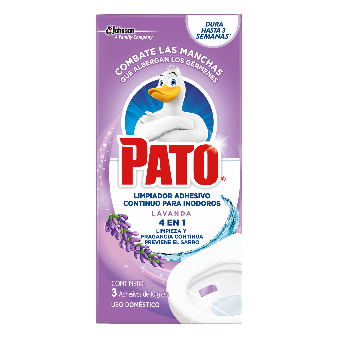 PASTILLA ADHESIVA P/INODOROS LAVANDA 30gr "PATO"