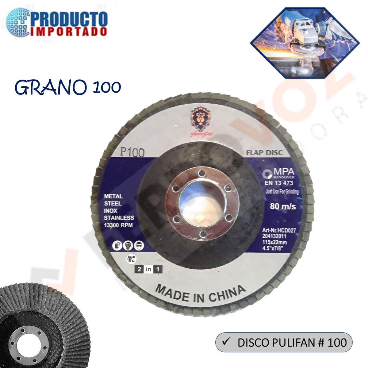 DISCO PULIFAN 4 1/2" X #100 "COMERCIAL"
