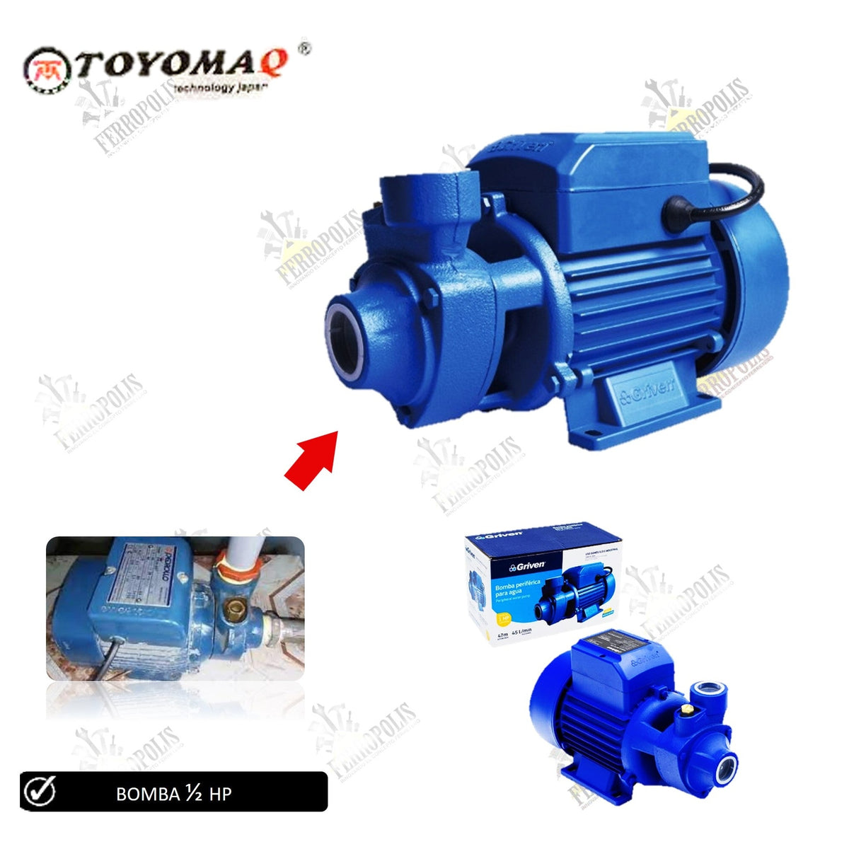 BOMBA DE AGUA PERIFERICA 1/2 HP "TOYAKI JAPAN"