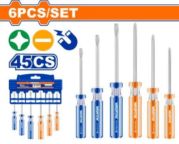 JUEGO DESARMADORES MIXTO 6 PCS " WADFOW "