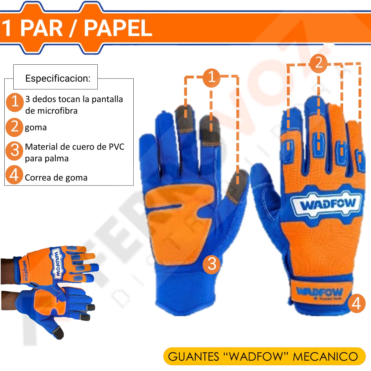 GUANTES MECANICO MICROFIBRA XL (X PAR) "WADFOW"