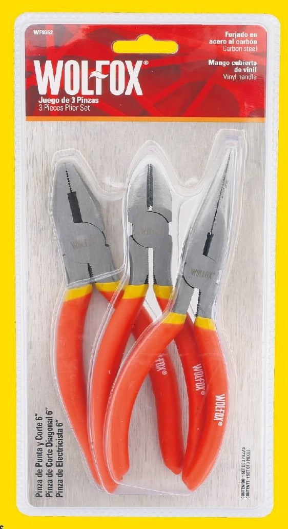 JUEGO 3PZS PINZA 6" "WOLFOX"