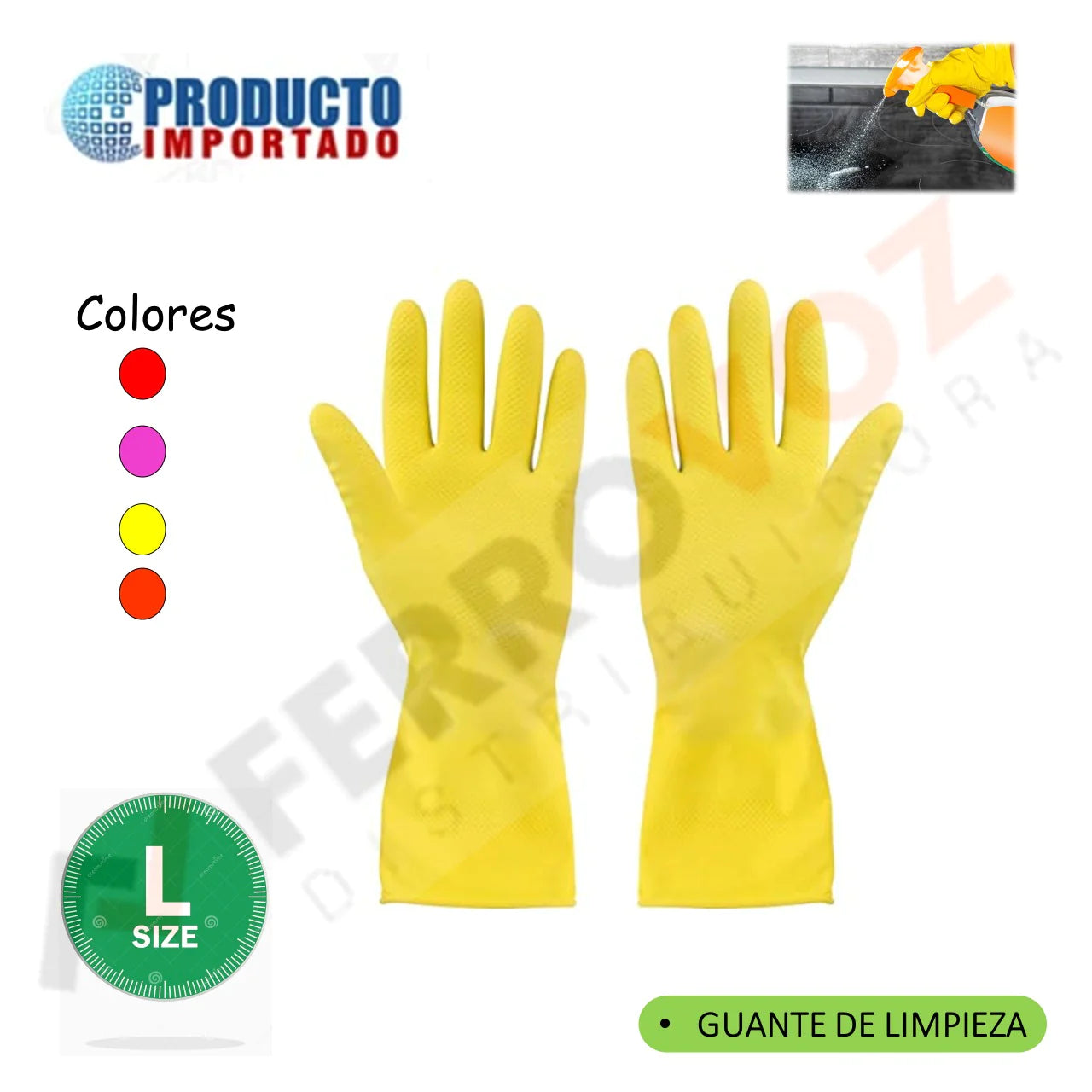 GUANTES JEBE LAVAR ROPA DOMESTICO " XL "