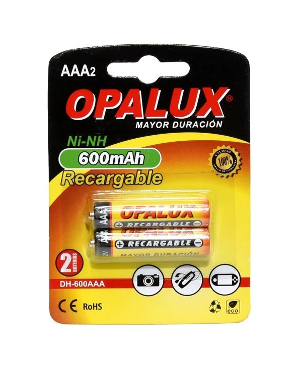 PILA RECARGABLE AAA 600MAH "OPALUX"