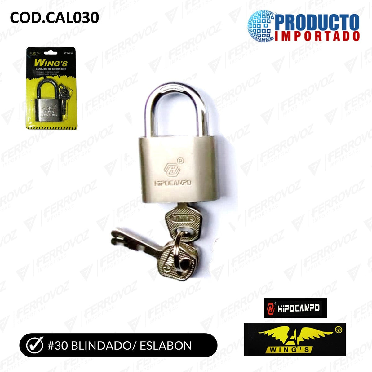 CANDADO BLINDADO 30MM "COMERCIAL"
