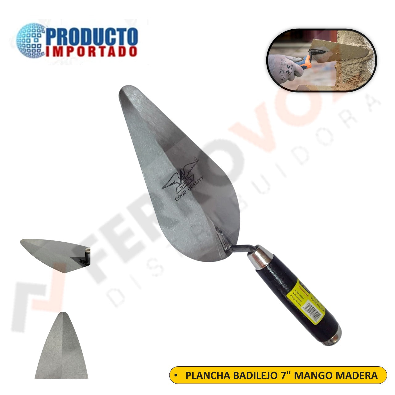 PLANCHA BADILEJO 7" MANGO MADERA WINGS