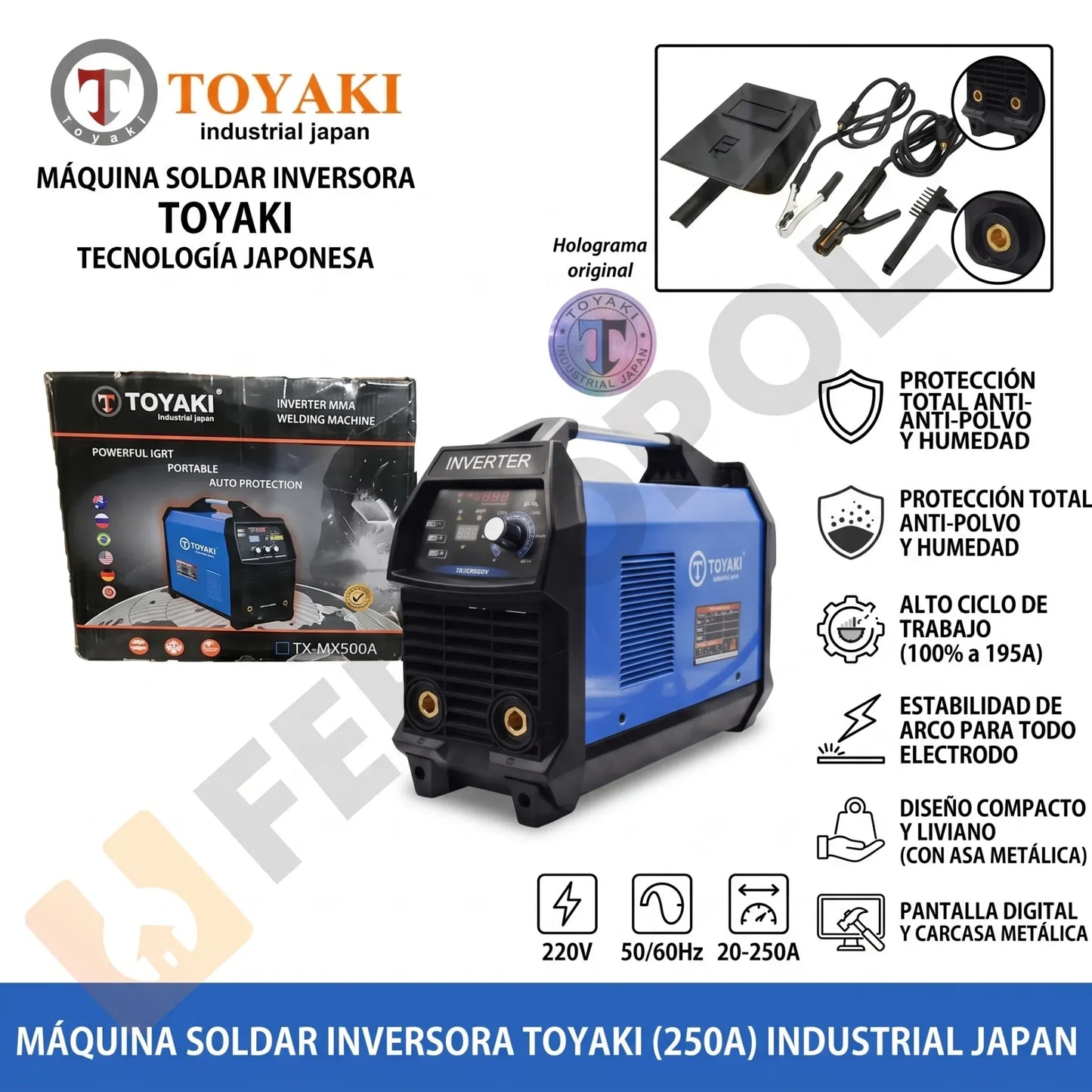 MAQUINA SOLDAR INVERSORA 250A CAJA " TOYAKI JAPAN"