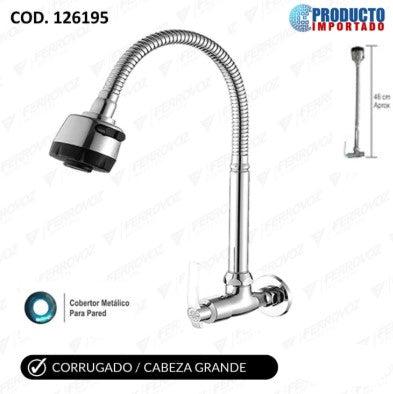 CAÑO COCINA PARED CORRUGADO CABEZA GRANDE "NIAGARA"