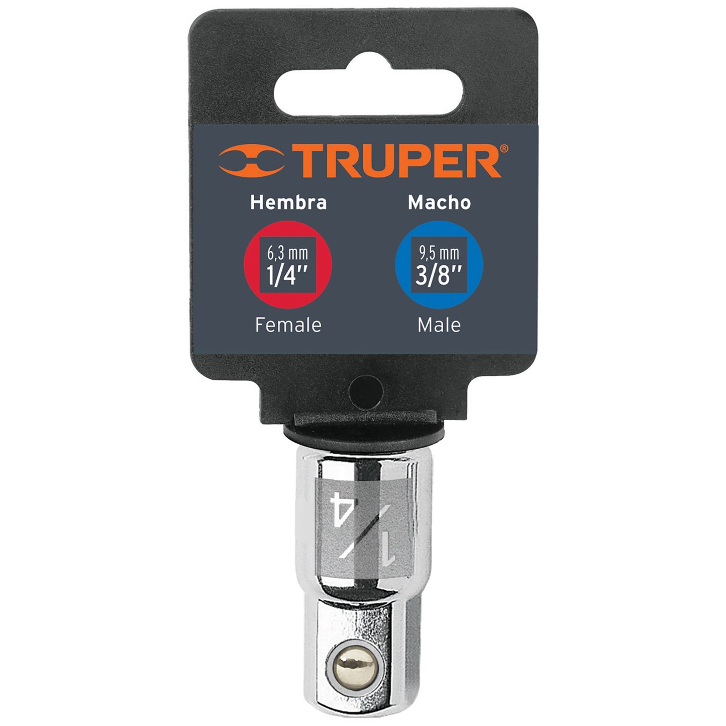 ADAPTADOR SOCKET HEMBRA 1/4" A MACHO 3/8" "TRUPER"
