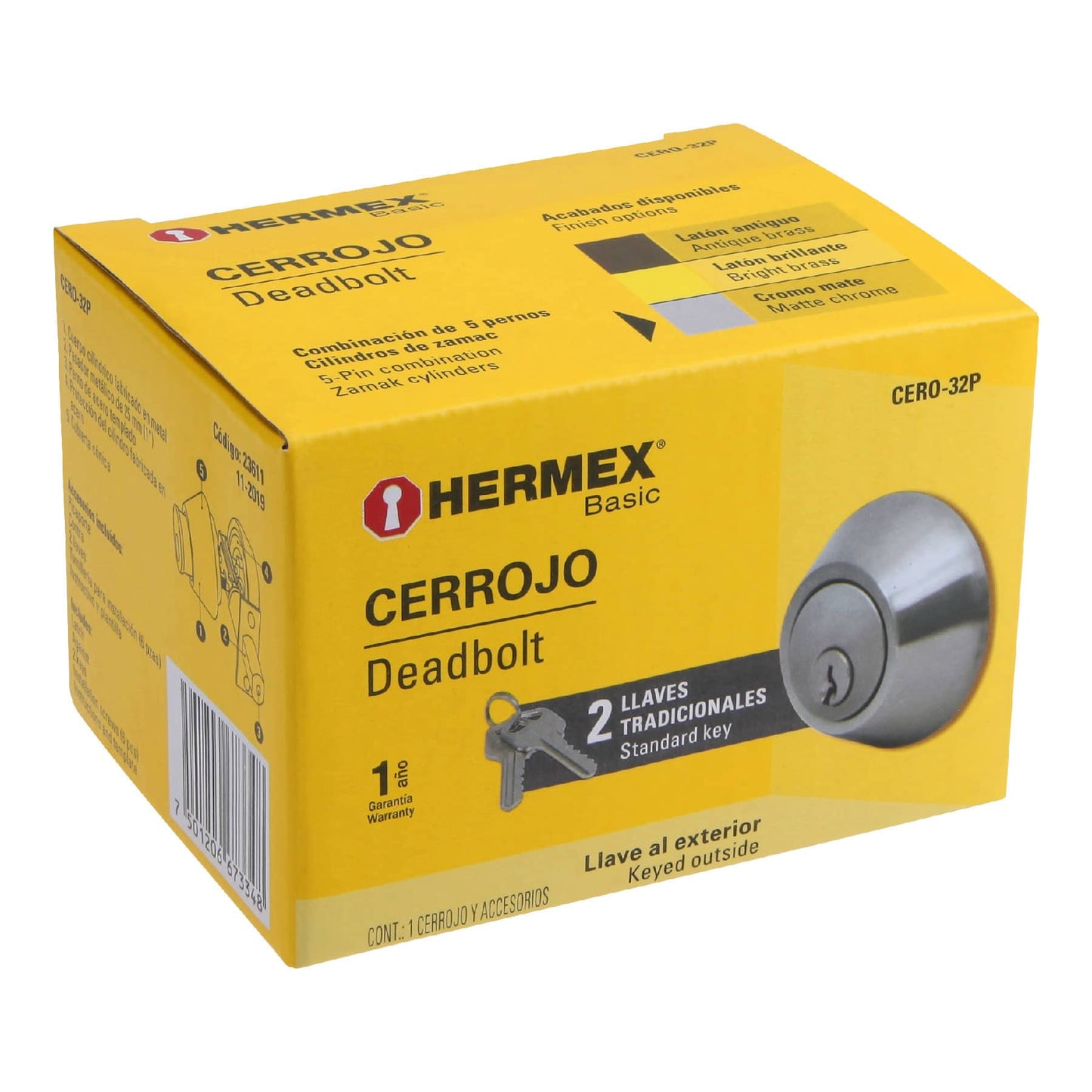 CERROJO LLAVE "HERMEX"