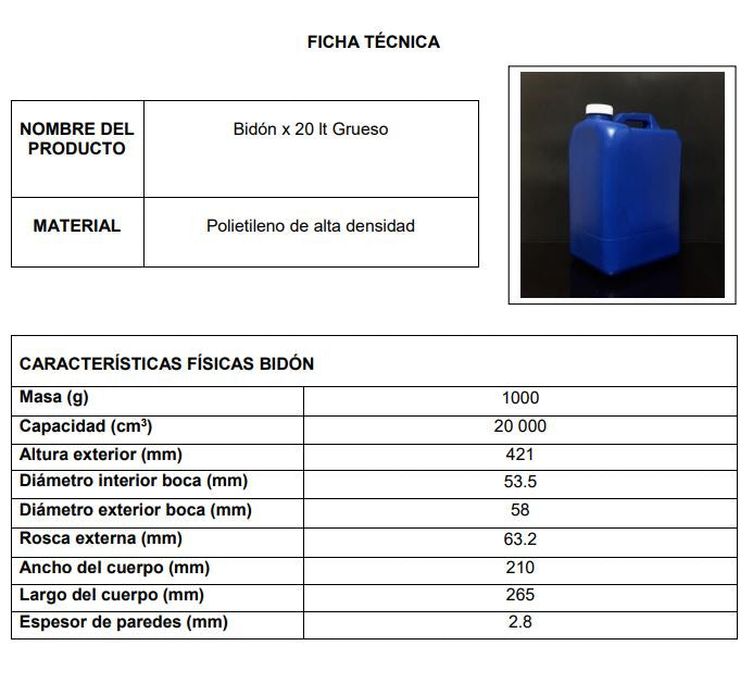 GALONERA 20 Lt AZUL 5GL