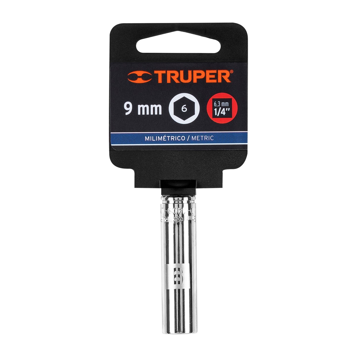 DADO TUBULAR HEXAGONAL 1/4"x 9MM "TRUPER"