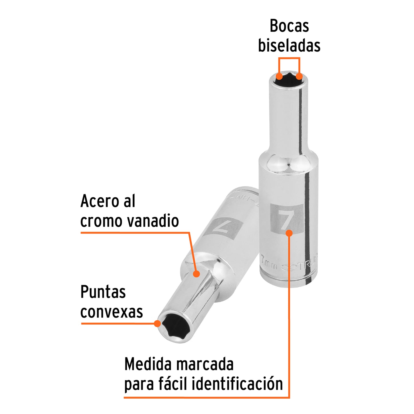 DADO TUBULAR HEXAGONAL ENCASTRE 3/8 DE "7mm" TRUPER