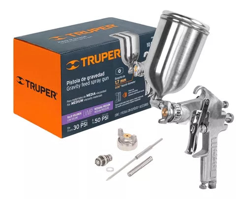 PISTOLA RETOQUE GRAVEDAD VASO ALUMINIO 1.7 mm "TRUPER"