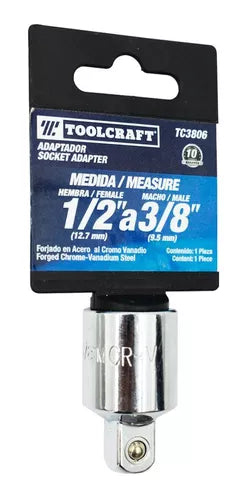 ADAPTADOR SOCKET HEMBRA 1/2" A MACHO 3/8" "TOOLCRAFT"