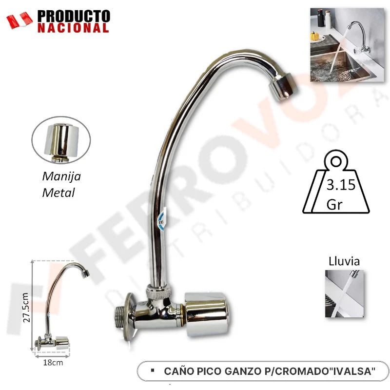 CAÑO COCINA PARED CROMADO"IVALSA"