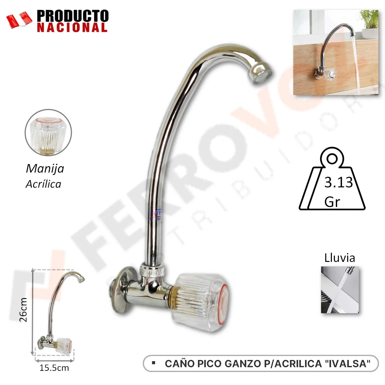 CAÑO COCINA PARED ACRILICA "IVALSA"