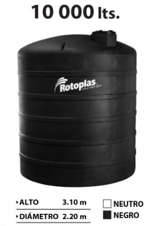 TANQUE 10,000L PARA AGUA ROTOPLAS + CONEXIÓN EPDM 2" (SALIDA)