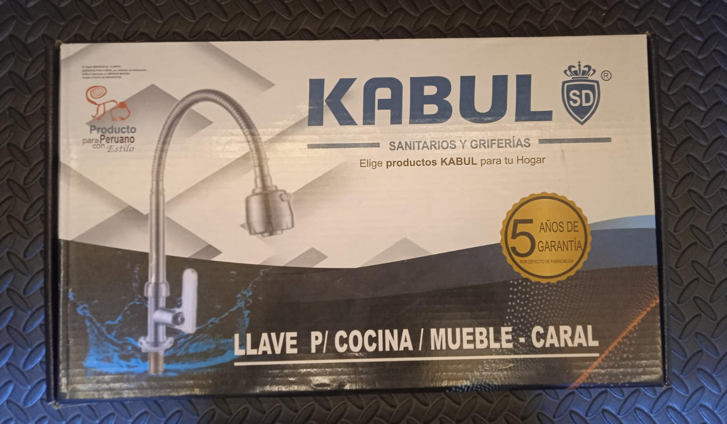 CAÑO P/COCINA CORRUGADO MESA PERILLA ALETA CURVA B03-03 " KABUL "
