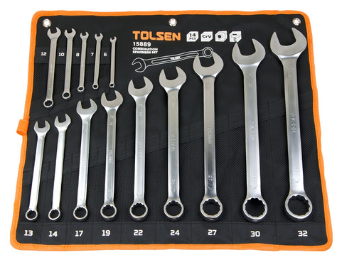 JUEGO LLAVES COMBINADAS 14 PZAS CFR VANADIUM " TOLSEN "