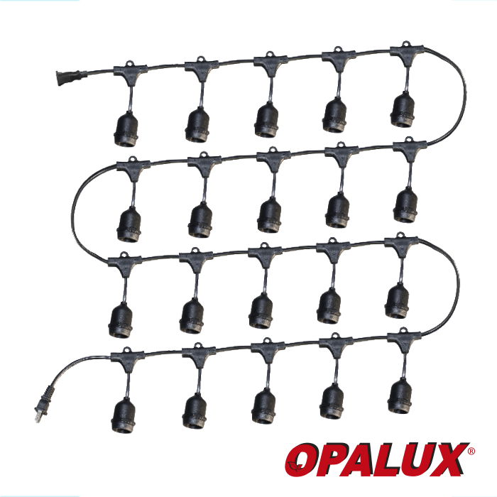 GUIRNALDA DE 20 SOCKETS NEGROS COLGANTES DECORATIVOS "OPALUX"