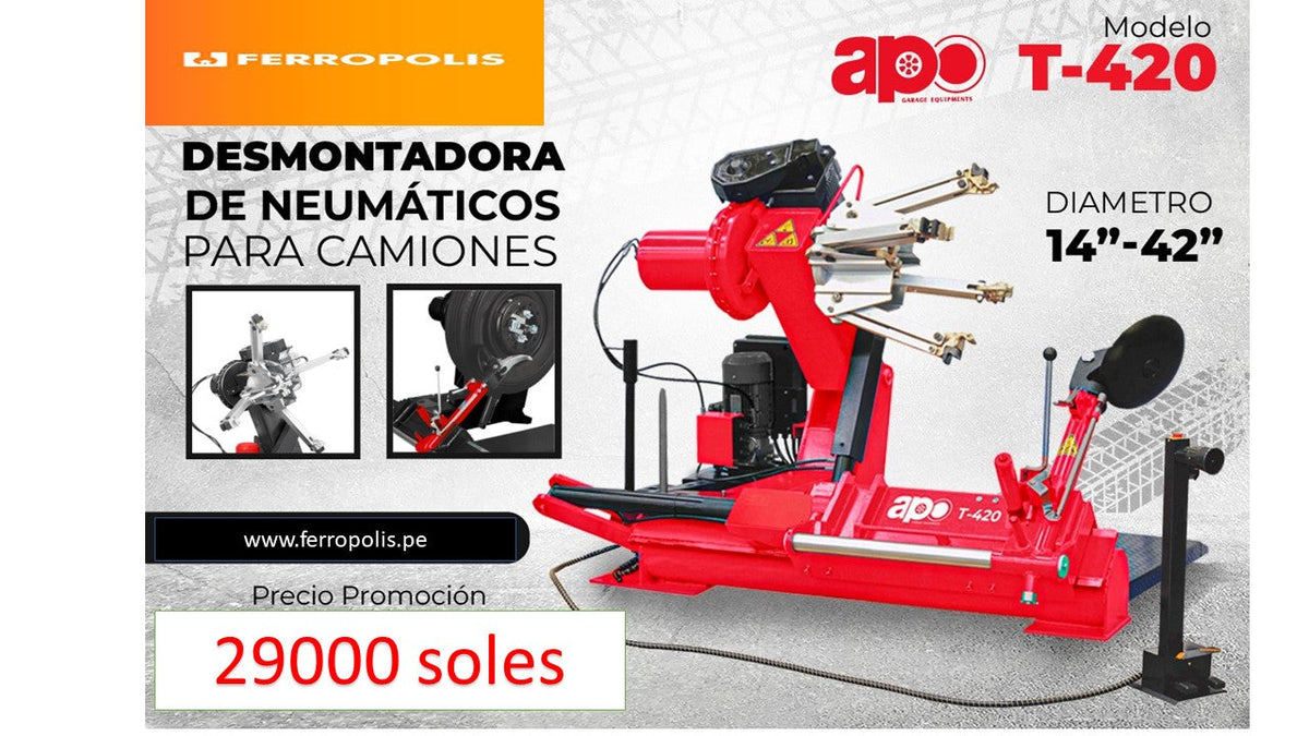 DESENLLANTADORA P/CAMION/BUS TRACTOR ELECTROHIDRAULICA ARO 14"-42" 3F 220V MODELO t - 420 " APO "