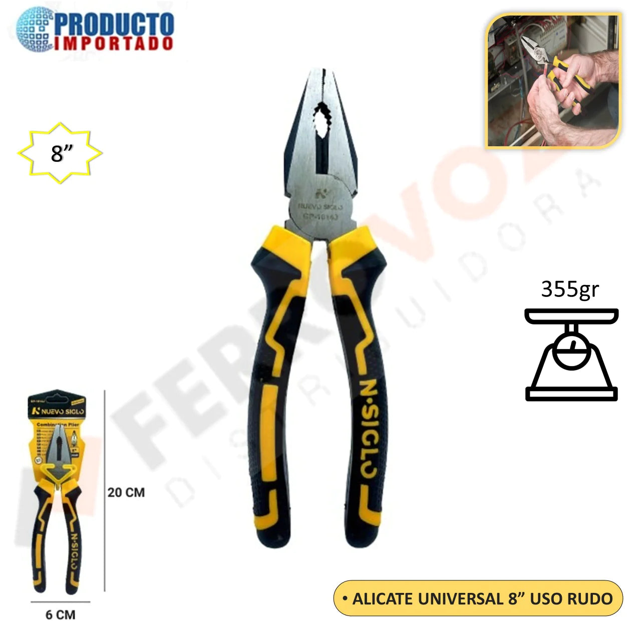 ALICATE UNIVERSAL PESADO 8" USO RUDO 355gr