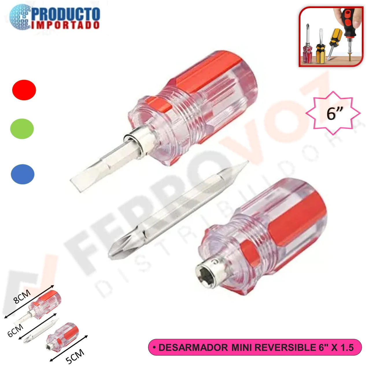 DESARMADOR MIXTO REVERSIBLE 6" x 1.5"