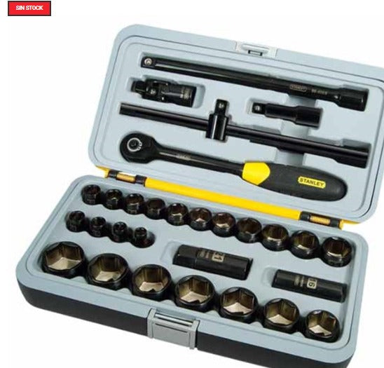 JUEGO DADO MM X30PZA NEGRO 1/2 8-32MM "STANLEY"