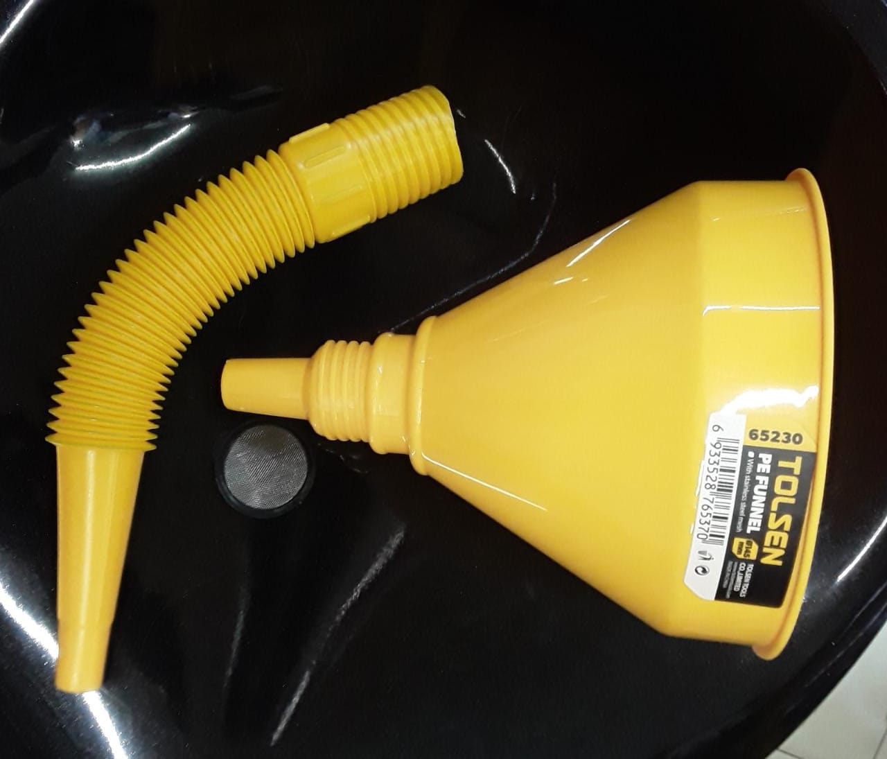 EMBUDO PLASTICO CUELLO FLEXIBLE 145 MM C/FILTRO "TOLSEN"