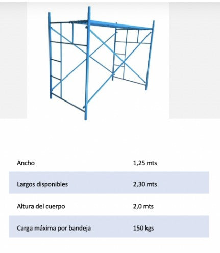 ANDAMIO CONVENCIONAL CUERPO COMPLETO 1 1/2" x 2 mm (pintado ZINCROMATO BOON EPOXICO)